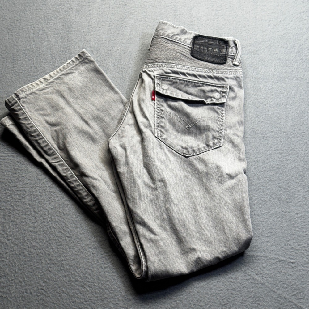 Levis 527 Slim Bootcut Jeans Mens 30x30 Grey Denim Flap Pocket Low Rise Pants